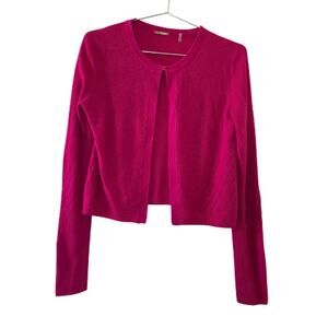 Elie Tahari Cashmere Silk Cardigan Sweater Fuchsia Pink Women Size M Luxury Knit